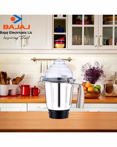 Bajaj Original 1.5 Litre Liquid Jar Assembly for Herculo Mixer Grinder | Genuine Stainless Steel Spare Jar | Compatible with Bajaj Herculo MG &amp; Similar Models-1