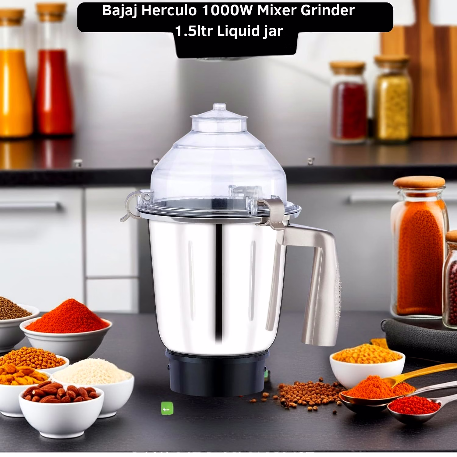 Bajaj Original 1.5 Litre Liquid Jar Assembly for Herculo Mixer Grinder | Genuine Stainless Steel Spare Jar | Compatible with Bajaj Herculo MG & Similar Models image 4