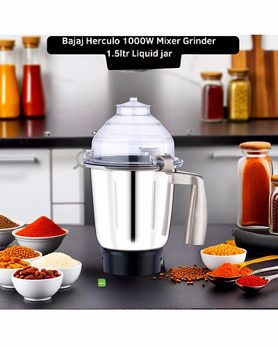 Bajaj Original 1.5 Litre Liquid Jar Assembly for Herculo Mixer Grinder | Genuine Stainless Steel Spare Jar | Compatible with Bajaj Herculo MG &amp; Similar Models-3