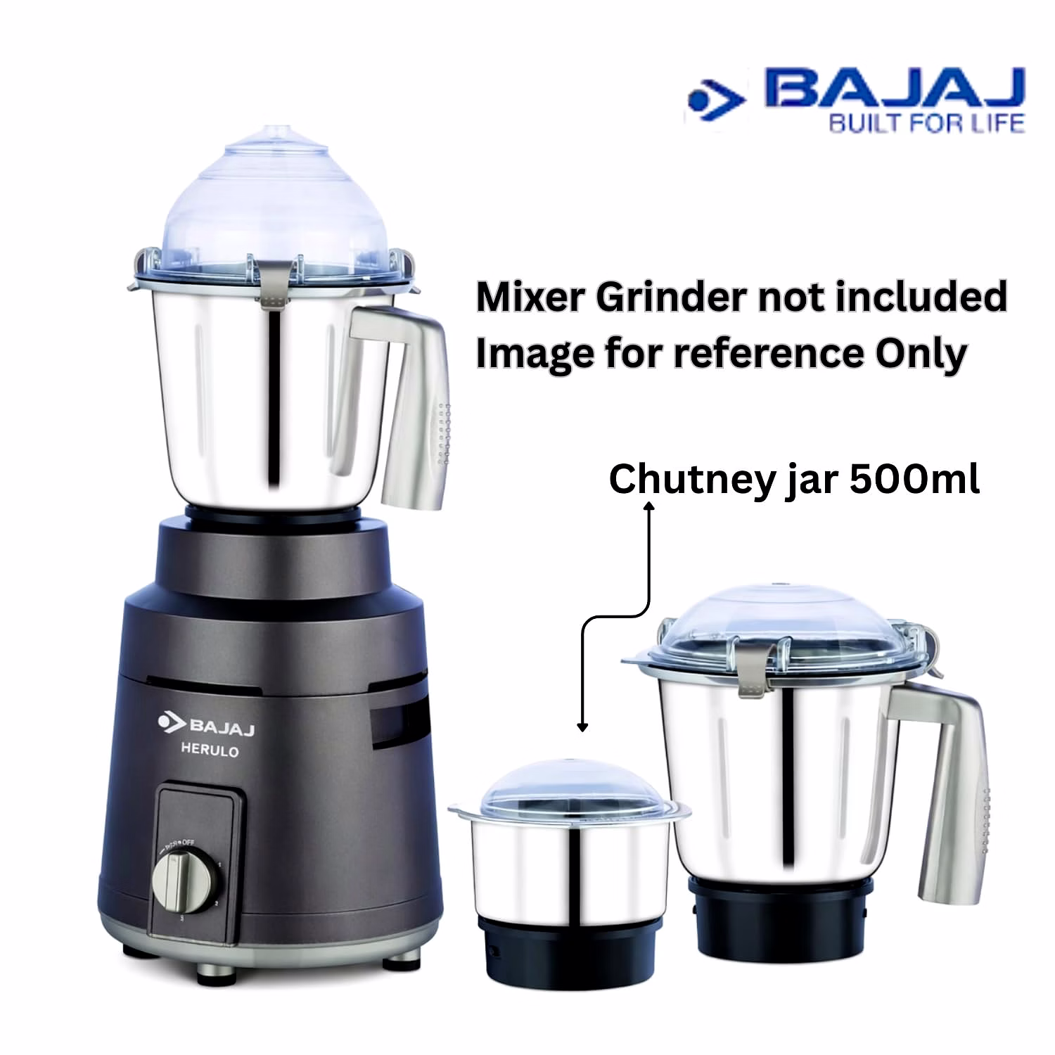 Bajaj Original 500ml Chutney Jar Assembly for Herculo Mixer Grinder | Genuine Stainless Steel Spare Jar | Compatible with Bajaj Herculo MG & Similar Models image 5