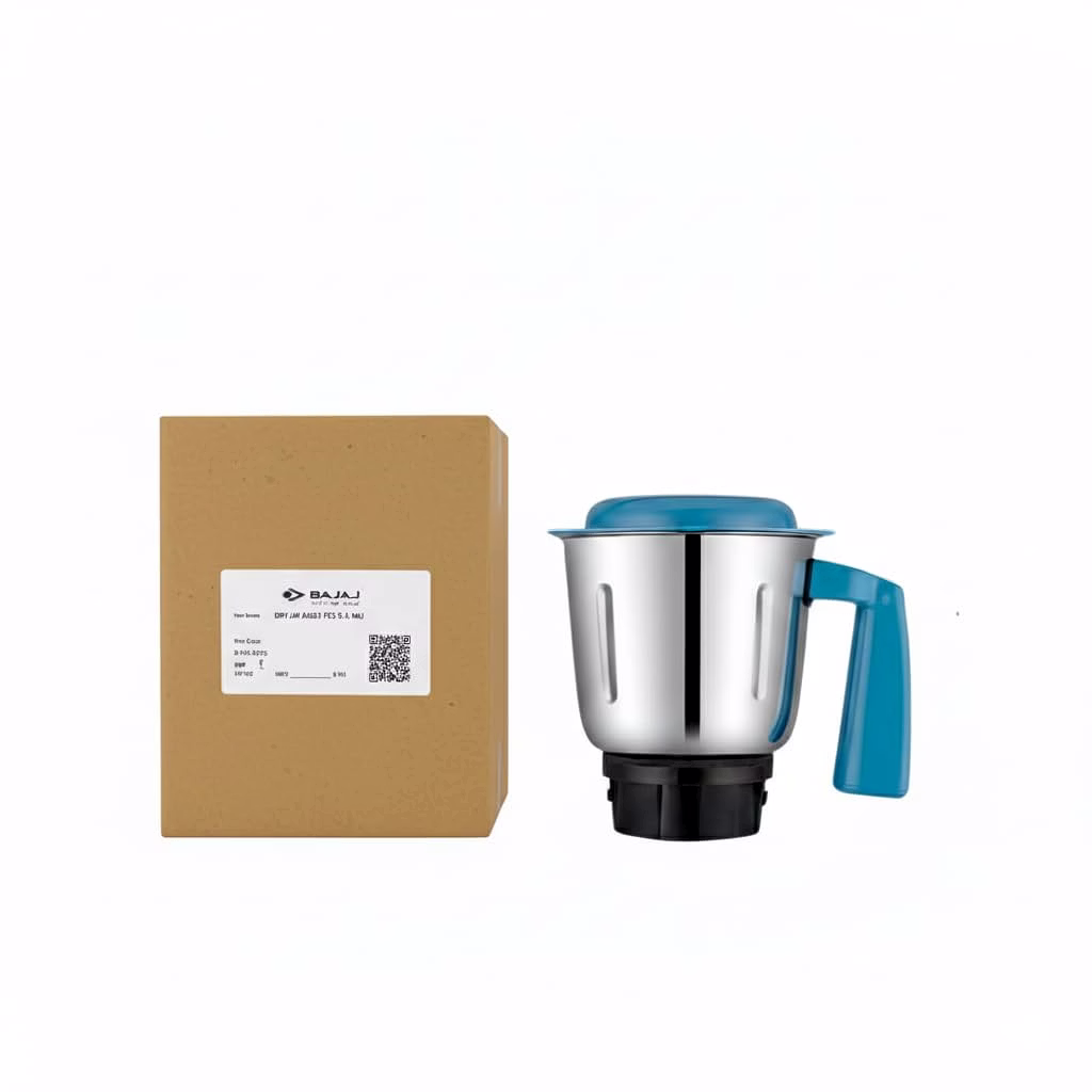 Bajaj Original 1 Litre Dry Jar Assembly for Rex DLX Mixer Grinder | Genuine Stainless Steel Spare Jar with White Handle | Compatible with Rex DLX & Similar Models image 3