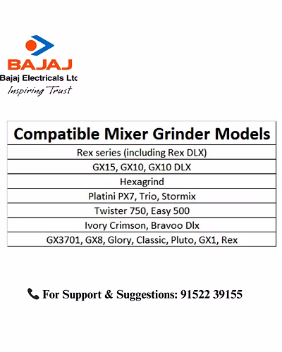 Bajaj Original 1 Litre Dry Jar Assembly for Rex DLX Mixer Grinder | Genuine Stainless Steel Spare Jar with White Handle | Compatible with Rex DLX &amp; Similar Models-4