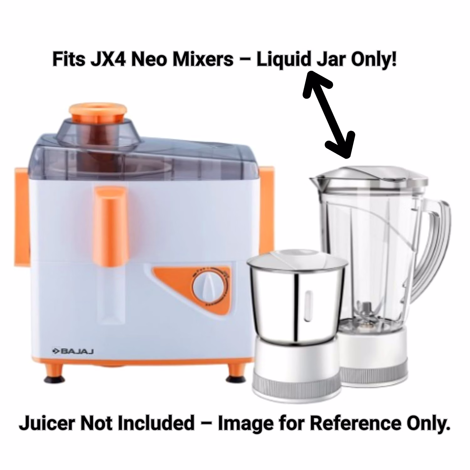 Bajaj Original 1.2L Liquid Juicer Jar for JX4 Neo JMG Mixer Grinder | Genuine ABS Plastic Replacement with Handle & Lid | Compatible with JX4 Neo JMG image 4