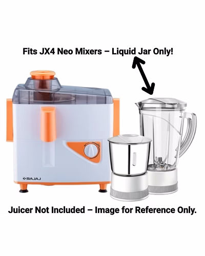 Bajaj Original 1.2L Liquid Juicer Jar for JX4 Neo JMG Mixer Grinder | Genuine ABS Plastic Replacement with Handle &amp; Lid | Compatible with JX4 Neo JMG-3