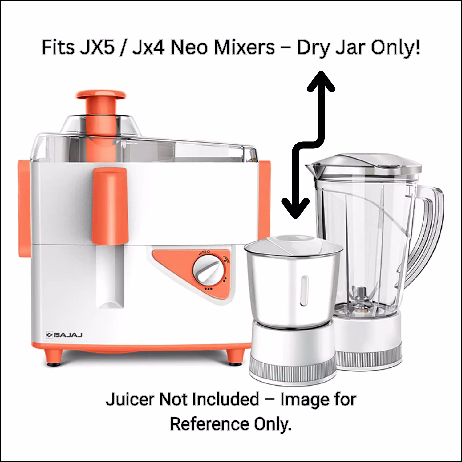 Bajaj Original 600ml Dry Juicer Jar for JX4/JX5 Neo JMG Mixer Grinder | Genuine Stainless Steel Replacement with Lid | Compatible with JX4/JX5 Neo JMG Juicer Mixer Grinder image 5