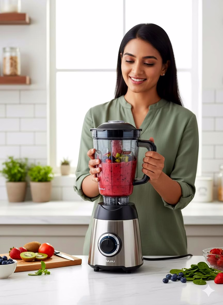 Bajaj Original 1.5L Juicer Jar for Rex DLX Ninja 4-Jar 750W Mixer Grinder | Genuine ABS Plastic Replacement with Handle, Lid, 4 Teeth & 2-Slot Blade | Compatible with Rex DLX Ninja Series image 2