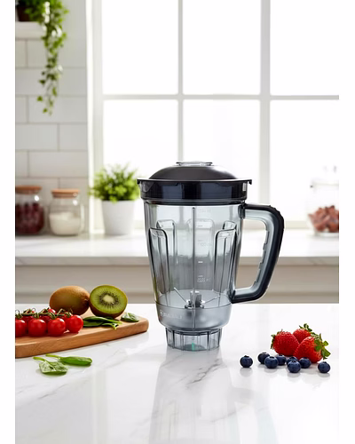 Bajaj Original 1.5L Juicer Jar for Rex DLX Ninja 4-Jar 750W Mixer Grinder | Genuine ABS Plastic Replacement with Handle, Lid, 4 Teeth &amp; 2-Slot Blade | Compatible with Rex DLX Ninja Series-3
