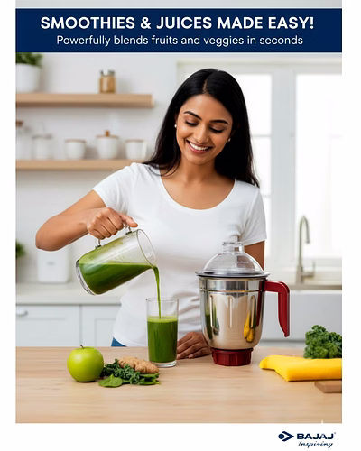 Bajaj Original 1.5L Liquid Jar Assembly for Classic Modified 750W Mixer Grinder | Genuine Replacement Stainless Steel Jar with Handle &amp; Lid | Compatible with Bajaj Classic 750-3