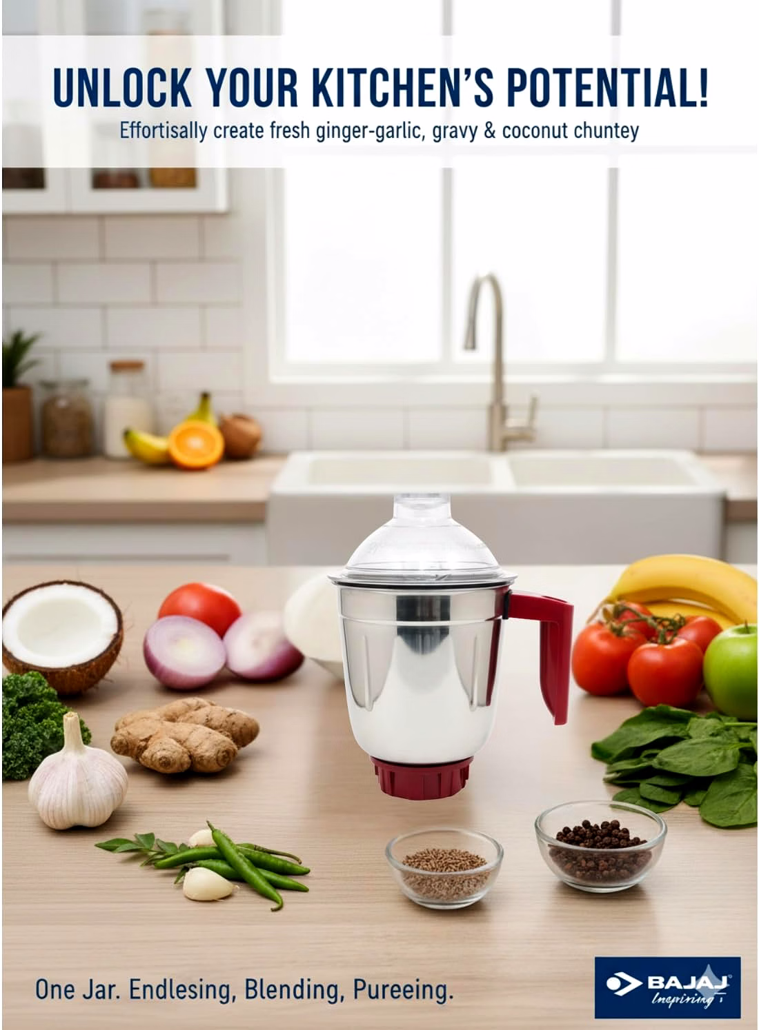 Bajaj Original 1.5L Liquid Jar Assembly for Classic Modified 750W Mixer Grinder | Genuine Replacement Stainless Steel Jar with Handle & Lid | Compatible with Bajaj Classic 750 image 5