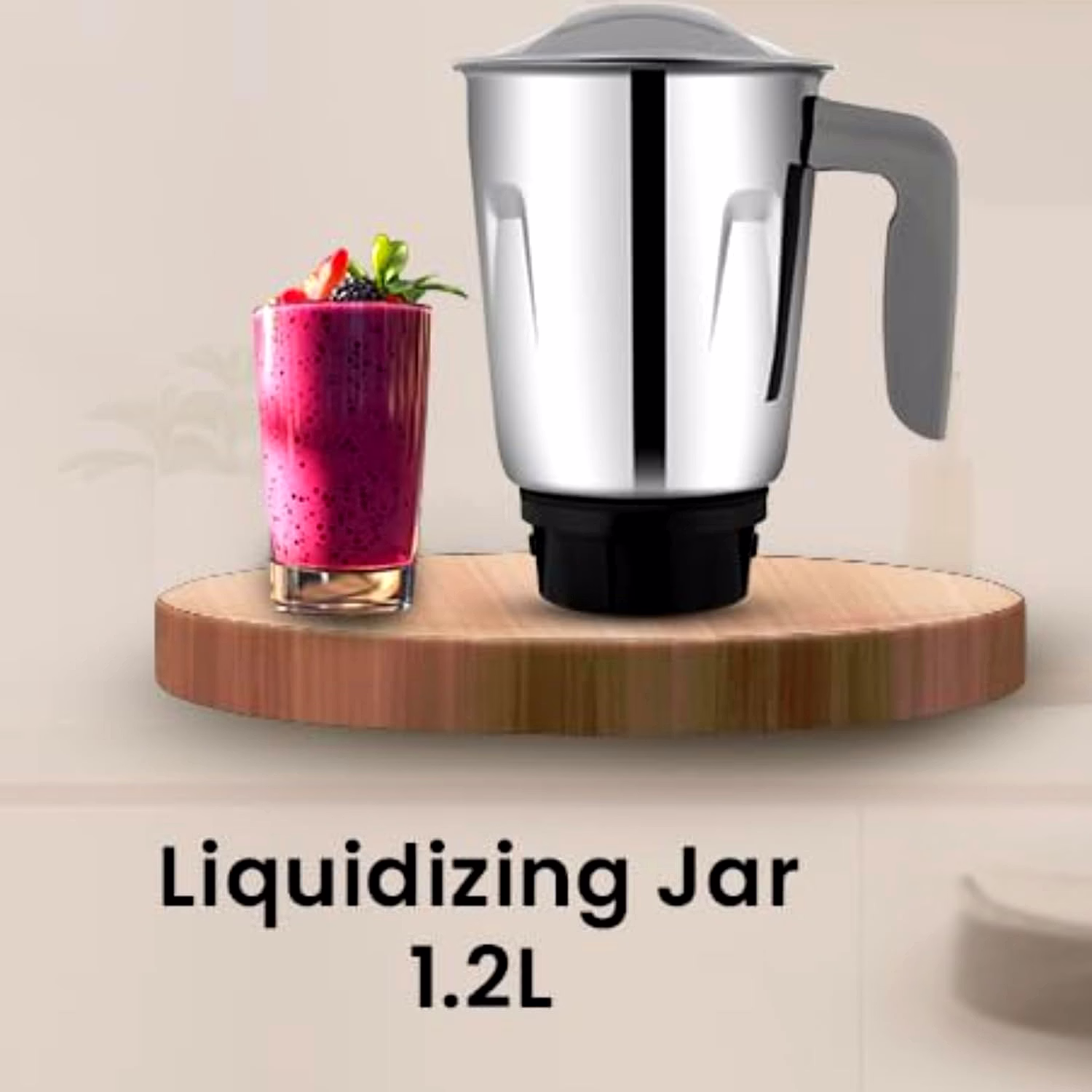 Bajaj Original 1.2 Litre Liquid Jar Assembly for GX1 Ninja Series Mixer Grinder | Genuine Stainless Steel Replacement Jar with Handle & Lid image 2
