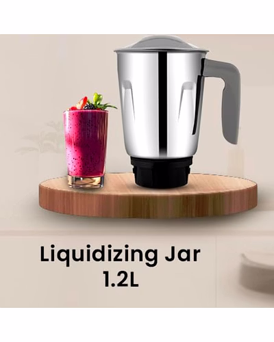 Bajaj Original 1.2 Litre Liquid Jar Assembly for GX1 Ninja Series Mixer Grinder | Genuine Stainless Steel Replacement Jar with Handle &amp; Lid-1