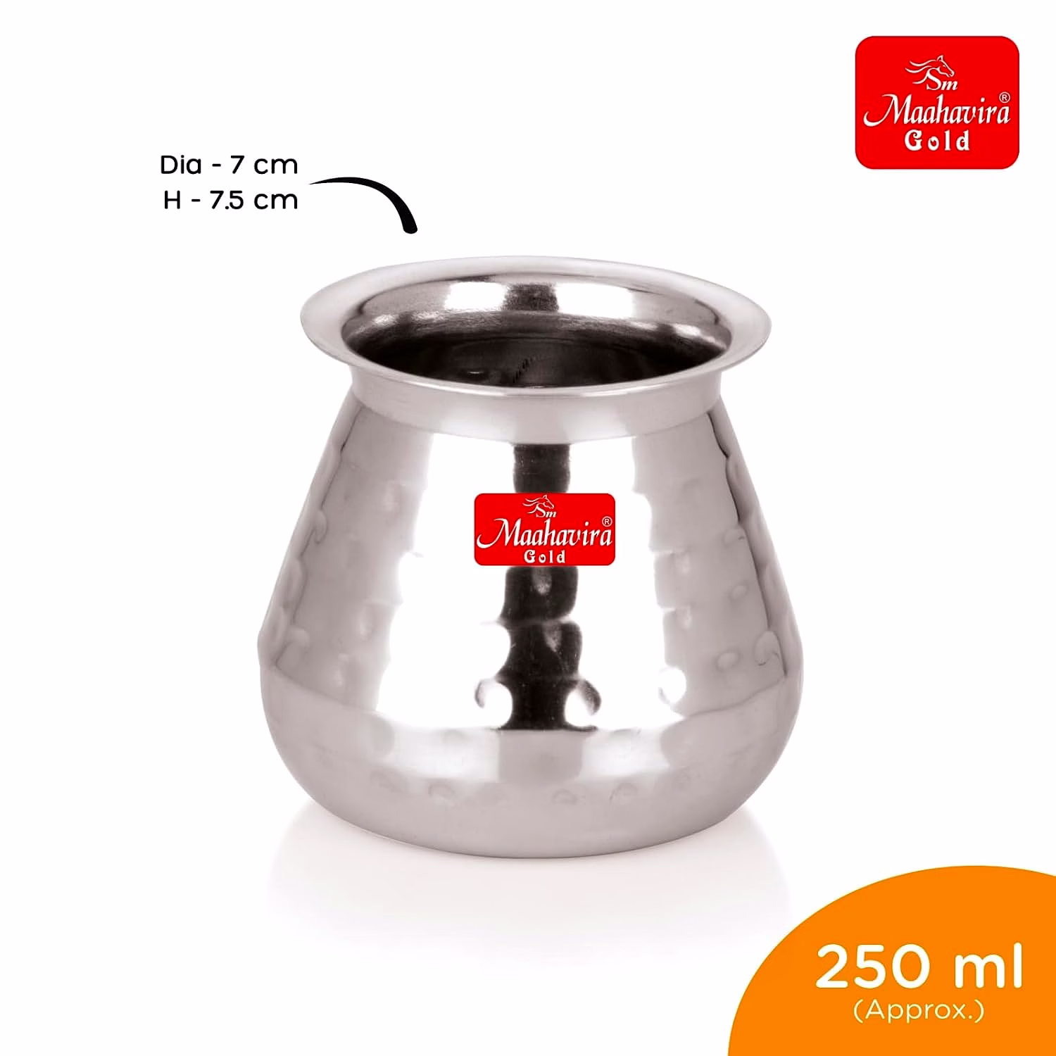 Maahavira Gold Stainless Steel Carving Design Satarri Lota for Drinking Water, Milk, Lassi, and Pooja, Traditional Kalash Lota for Pooja, 250 ml - Set of 2 Silver image 7