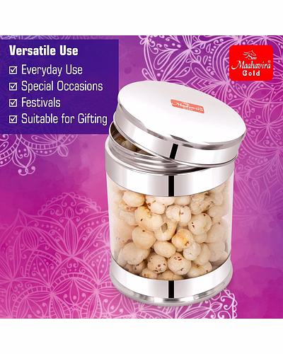 Maahavira Gold Iconic Prisma Canister Set (3 Pcs – 400ml, 600ml, 800ml) | Stainless Steel Storage Containers with Transparent Window | Airtight Kitchen Jars for Tea, Coffee, Dry Fruits-1