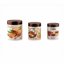 maahavira gold stainless steel tea coffee sugar canister set (3 pcs) | 3d printed kitchen storage jars with copper finish lid | food grade airtight containers