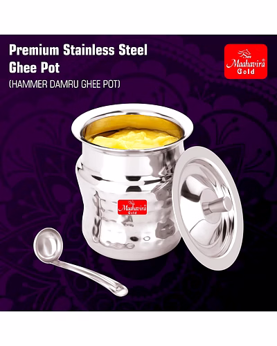 Maahavira Gold Coil Duster Stainless Steel Ghee Pot with Spoon, Oil Pot, Multipurpose Container, Leak &amp; Drip Proof for Kitchen &amp; Dining - 250ml-2
