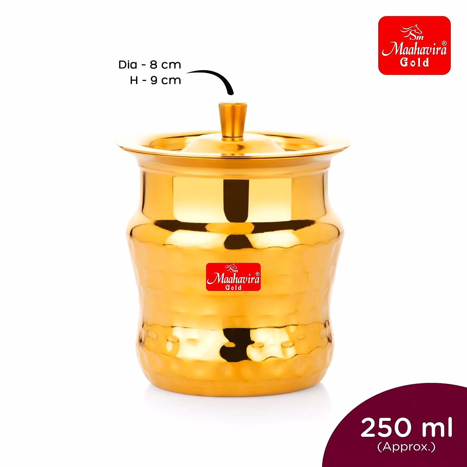 Maahavira Gold Coil Duster Stainless Steel Gold Coating Ghee Pot with Spoon, Oil Pot, Multipurpose Container, Leak & Drip Proof for Kitchen & Dining - 250ml image 5