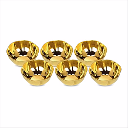 maahavira gold stainless steel dessert bowl set (6 pieces) | pvd gold finish | 18 gauge | 200 ml capacity | 10.4 cm diameter | premium serving bowls