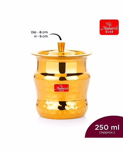 Maahavira Gold Coil Duster Stainless Steel Gold Coating Ghee Pot with Spoon, Oil Pot, Multipurpose Container, Leak &amp; Drip Proof for Kitchen &amp; Dining - 250ml-4