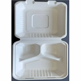 9" x 9" 3-compartment clamshell box