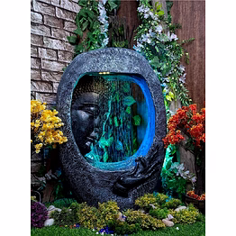 fountain buddha oval fiber water fountain with led lights water pump