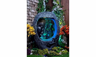 Fountain Buddha Oval Fiber Water Fountain with LED Lights Water Pump
