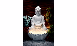 Kamal Buddha Water Fountain Big Size|3 Feet Kamal Buddha Fountain with LED Lighting for Outdoor|Water Fountain for Home & Garden (Beige, 3 Feet),Resin