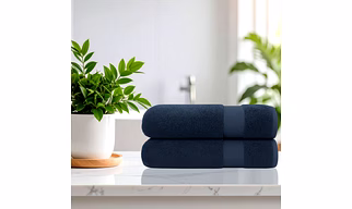 Premium Cotton Bath Sheets Terry Towel, 600 GSM, 84x165cm, 2 Pack, Ultra Soft Absorbent Quick Dry Skin Friendly, Multi-Purpose for Home Spa Beach Gym Sona (Vintage Indigo)