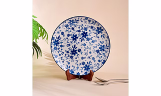 Artistic Blue Porcelain Plate 10.5 Inch