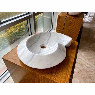 Handcrafted Marble Designer Wash Basin – Stone Bathroom Sink for Architectural and Landscaping Use-3