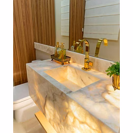 exalted-plaza backlit onyx marble vanity with integrated sink for interior decor and project furnishing