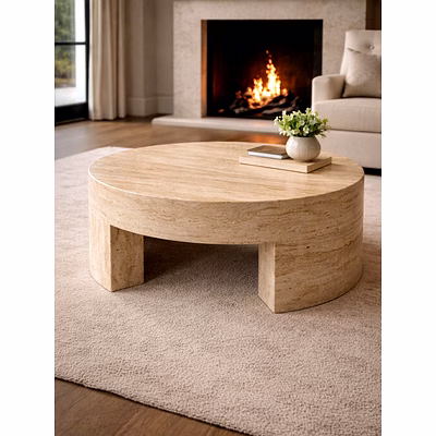 Travertine Stone Designer Centre Table for Interior Decor and Project Furnishing-1