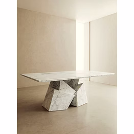 exalted-plaza marble designer dining table with sculptural base for interior decor and project furnishing
