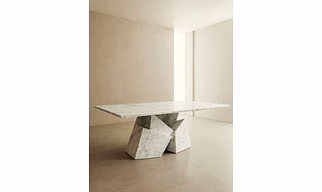 Marble Designer Dining Table with Sculptural Base for Interior Decor and Project Furnishing