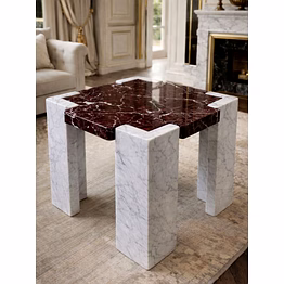 exalted-plaza linea side stone table & axis cylinder marble stool for interior decor and project furnishing