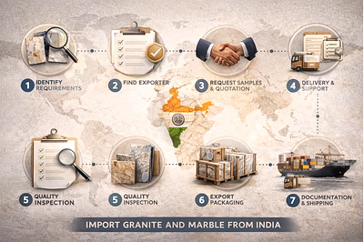 Granite and marble export process from India with packaged natural stone ready for international shi
