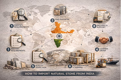 Natural stone slabs from India prepared for export with professional packaging and global shipping s