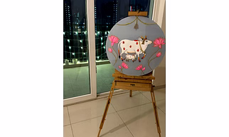 Round shaped sacred Cow Painting