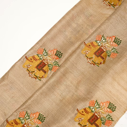 pure desi tussar silk embroidery work fabric