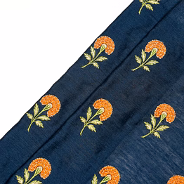 pure tussar muga silk embroidery work fabric