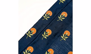 Pure Tussar Muga Silk Embroidery Work Fabric