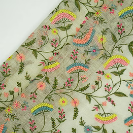 pure linen embroidery work fabric