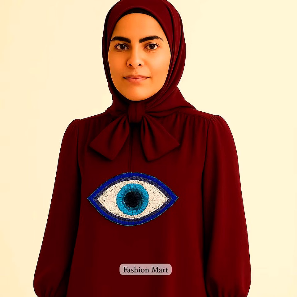 hand-beaded wine-red hijab-friendly gown for modest collections