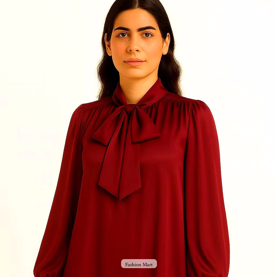 maroon silk bow-tie a-line gown for boutique collections