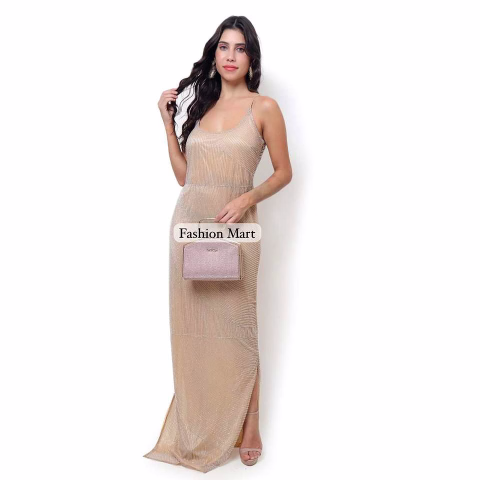 sleeveless metallic bodycon evening dress for boutique stores
