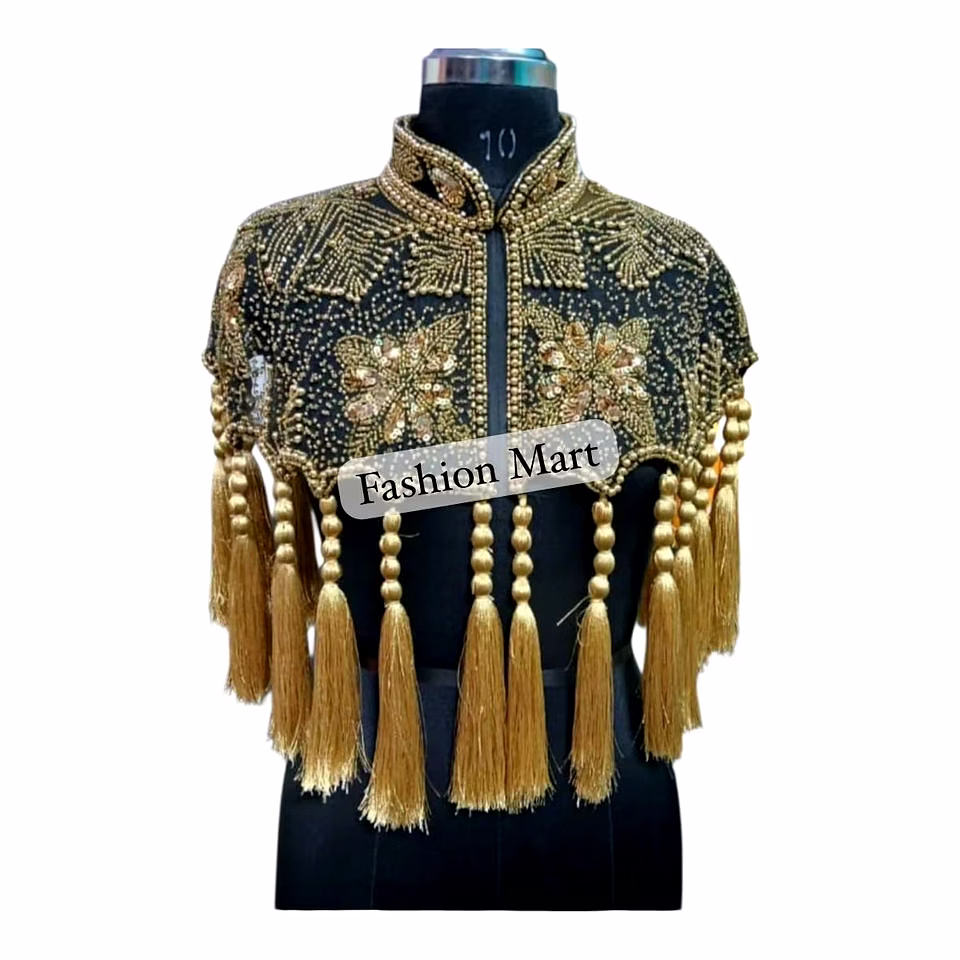 hand-beaded cape blouse for boutique collections