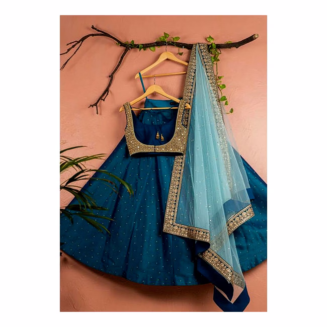 blue embroidered lehenga choli manufacturer
