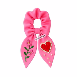 handmade beaded flower & heart scrunchies for boutique collections