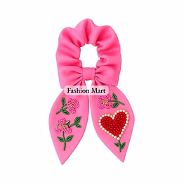 embroidered rose beaded bow scrunchies for boutique lines