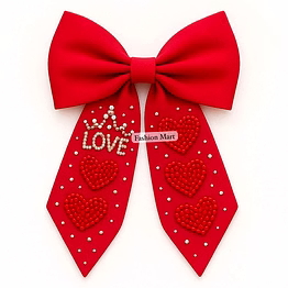 pearl heart beaded hair bows supplier