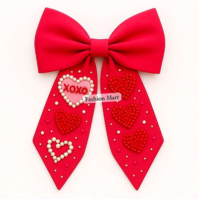 handmade beaded heart bow hair clips for bridal collections